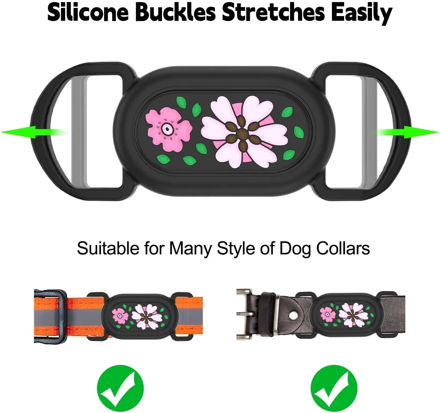 2 Pack for Samsung Galaxy SmartTag2 Dog Collar Holder, Waterproof Anti-Lost Silicone GPS Tracker Hidden Case Galaxy SmartTag 2 for Dog/Cat Collar, Kids' Shoe, Bag (Black & White)