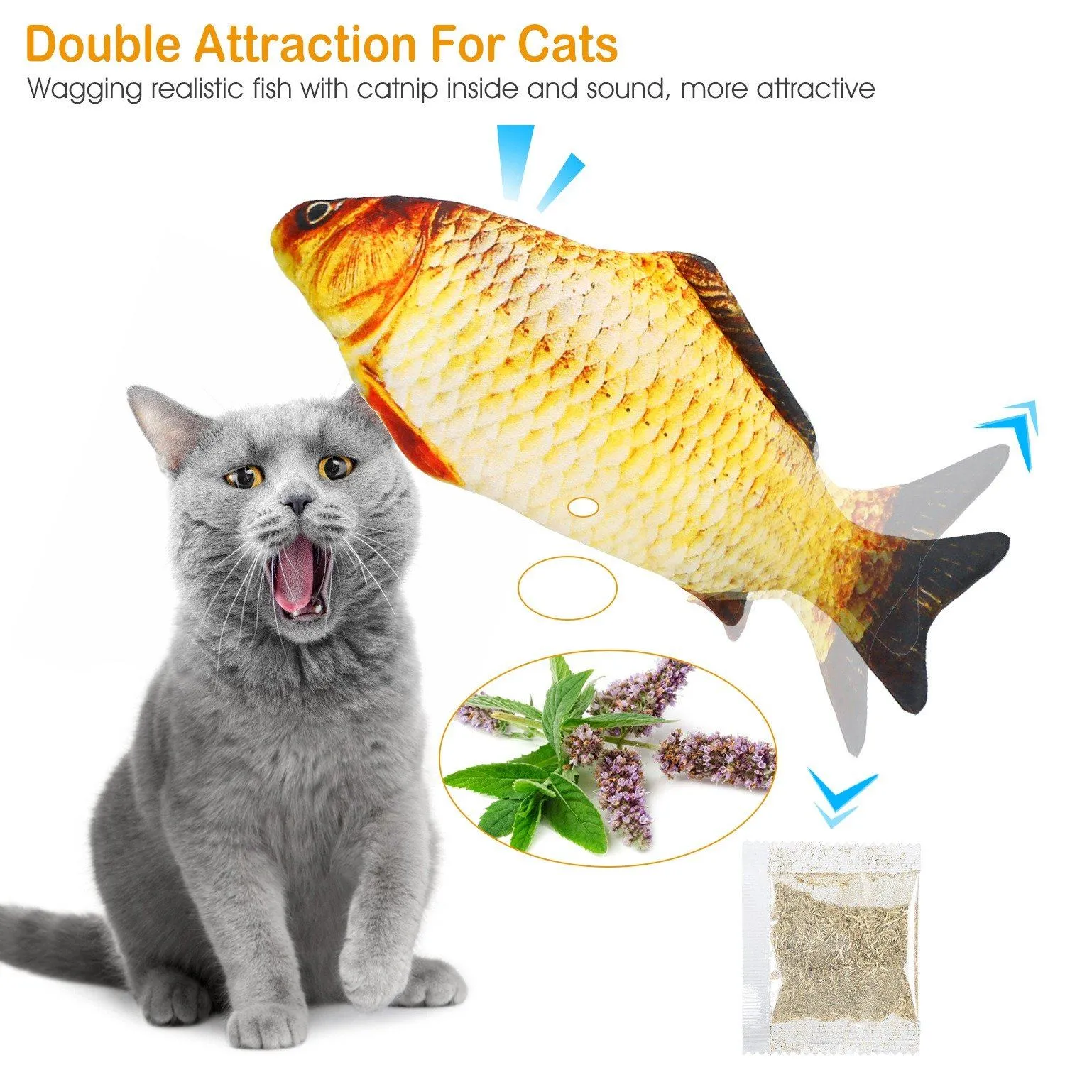 2-Piece: Electric Moving Fish Cat Toy