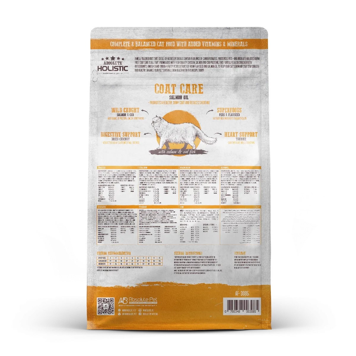 Absolute Holistic Grain Free Dry Cat Food -  Coat Care Dry Cat Food (3lbs)