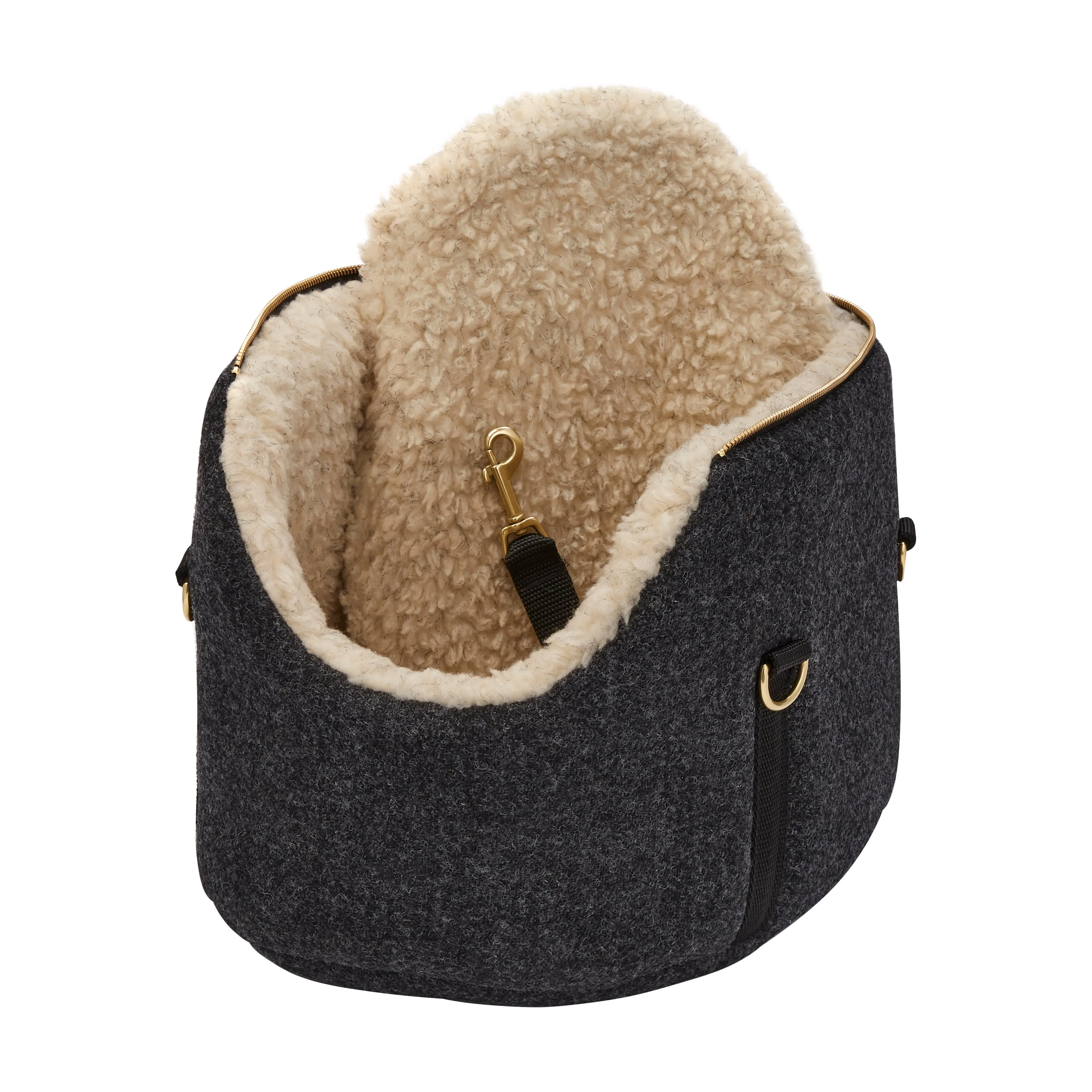 Bardsey Black Harris Tweed Luxury Dog Carrier and Travel Bed
