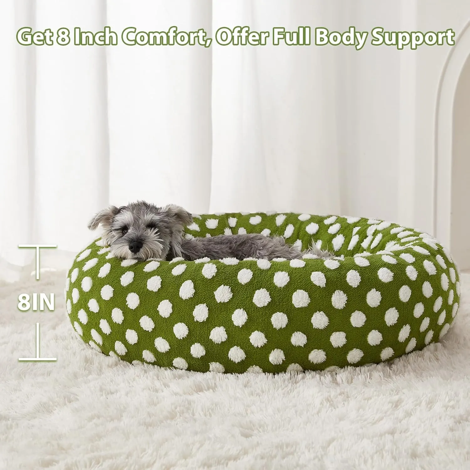 BFPETHOME Donut Dog Beds for Small Dogs, Round Cat Beds for Indoor Cats, Calming Pet Bed for Puppy and Kitty with Non-Slip Bottom, Cute Fancy Dog Bed Machine Washable Plush Fabric