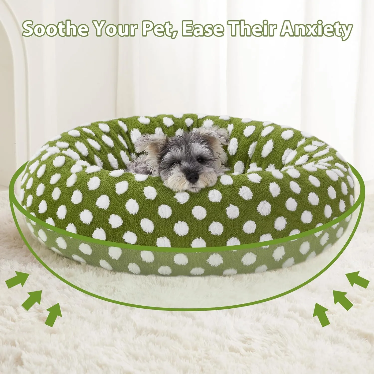 BFPETHOME Donut Dog Beds for Small Dogs, Round Cat Beds for Indoor Cats, Calming Pet Bed for Puppy and Kitty with Non-Slip Bottom, Cute Fancy Dog Bed Machine Washable Plush Fabric