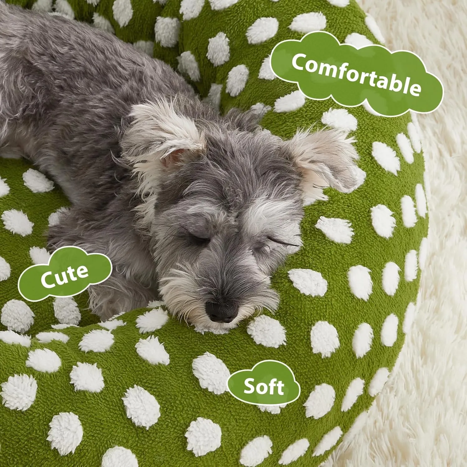 BFPETHOME Donut Dog Beds for Small Dogs, Round Cat Beds for Indoor Cats, Calming Pet Bed for Puppy and Kitty with Non-Slip Bottom, Cute Fancy Dog Bed Machine Washable Plush Fabric
