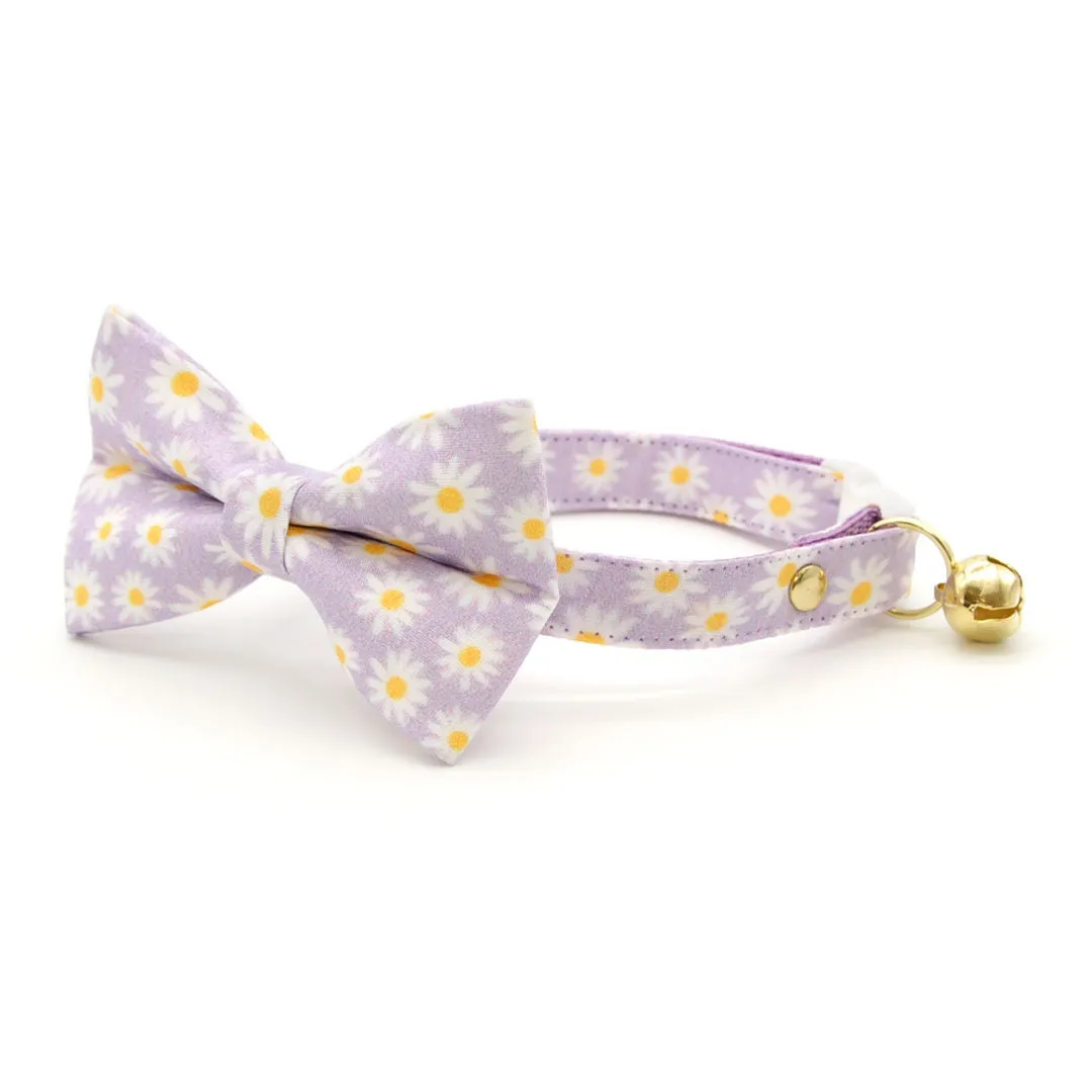 Cat Collar - "Daisies - Purple" - Floral Cat Collar / Spring, Easter, Summer, Daisy / Breakaway Buckle or Non-Breakaway / Cat, Kitten   Small Dog Sizes