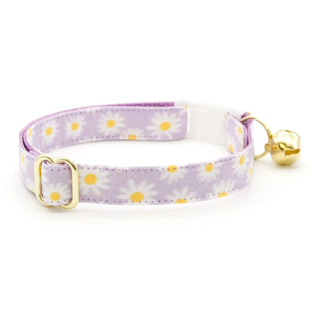 Cat Collar - "Daisies - Purple" - Floral Cat Collar / Spring, Easter, Summer, Daisy / Breakaway Buckle or Non-Breakaway / Cat, Kitten   Small Dog Sizes