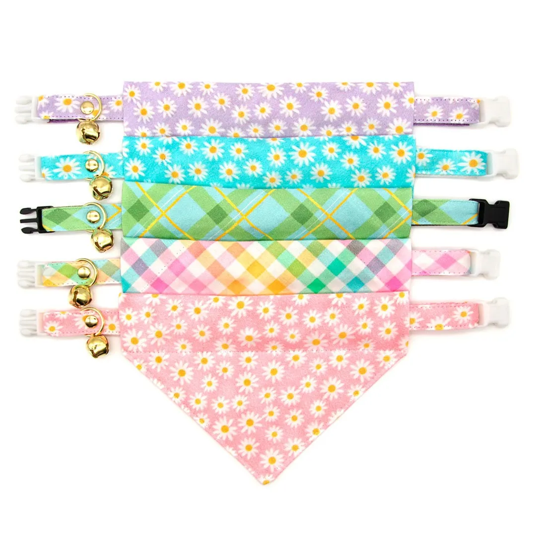 Cat Collar - "Daisies - Purple" - Floral Cat Collar / Spring, Easter, Summer, Daisy / Breakaway Buckle or Non-Breakaway / Cat, Kitten   Small Dog Sizes