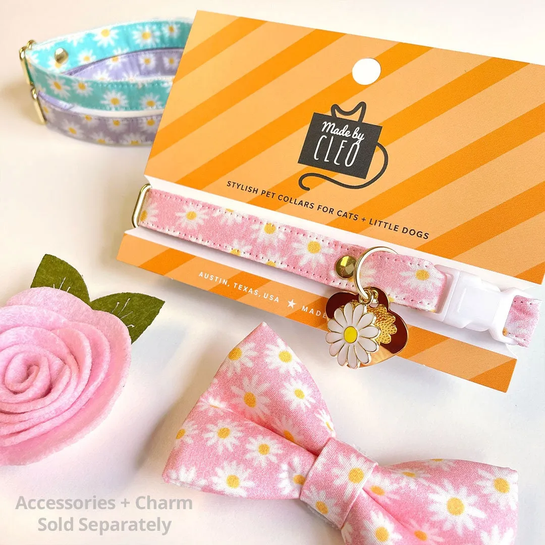 Cat Collar - "Daisies - Purple" - Floral Cat Collar / Spring, Easter, Summer, Daisy / Breakaway Buckle or Non-Breakaway / Cat, Kitten   Small Dog Sizes