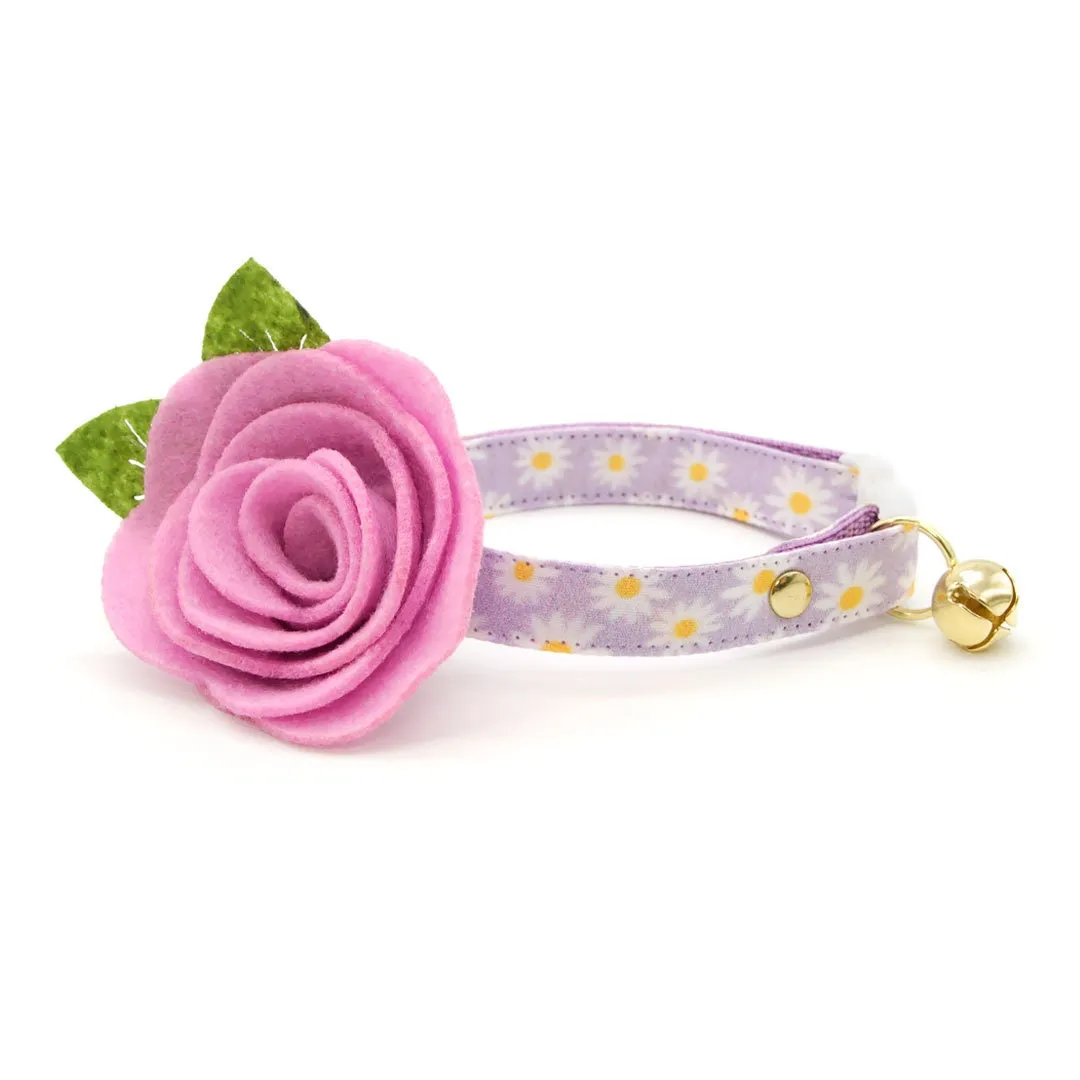 Cat Collar - "Daisies - Purple" - Floral Cat Collar / Spring, Easter, Summer, Daisy / Breakaway Buckle or Non-Breakaway / Cat, Kitten   Small Dog Sizes