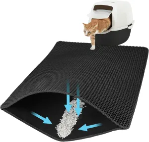 Cat Litter Mat Large Cat Litter Trapping Mat 30x24 inch Double Layer Urine and Water Proof Kitty Litter Box Mat XL