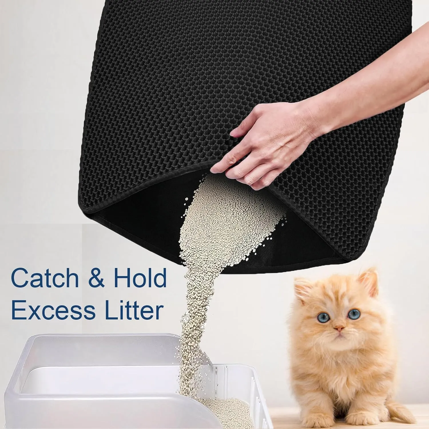 Cat Litter Mat Large Cat Litter Trapping Mat 30x24 inch Double Layer Urine and Water Proof Kitty Litter Box Mat XL
