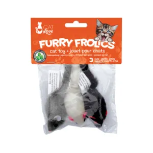 Cat Love Furry Frolics Cat Toy - Furry Catnip Mice - 3 pieces