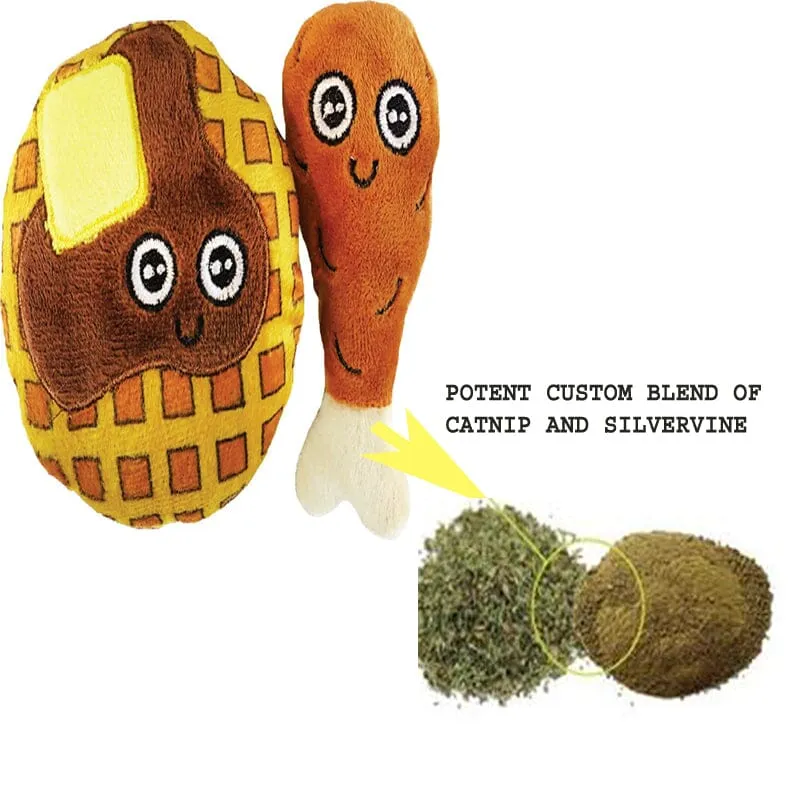 Chicken And Waffles Catnip & Silvervine Cat Toy - 2 Pack