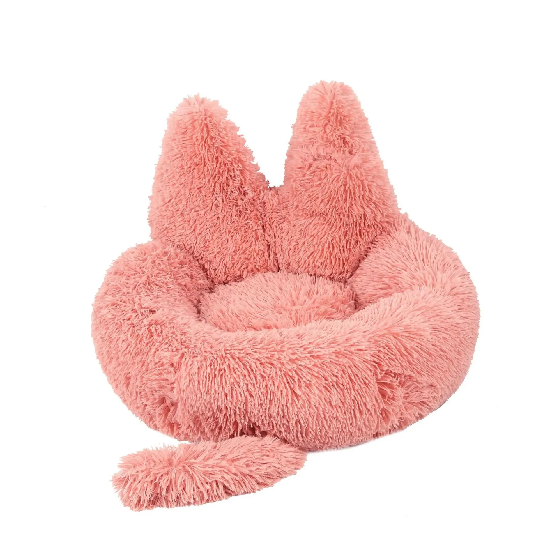 Cute Dog Bed with Bunny Ears - Plush Pet Bed Cushion for Large Dogs - Round Cat Bed House - Pet Product Accessories
