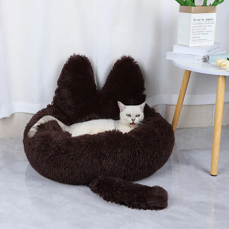 Cute Dog Bed with Bunny Ears - Plush Pet Bed Cushion for Large Dogs - Round Cat Bed House - Pet Product Accessories