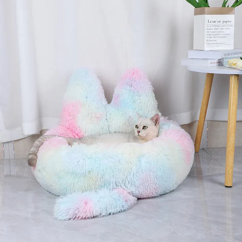 Cute Dog Bed with Bunny Ears - Plush Pet Bed Cushion for Large Dogs - Round Cat Bed House - Pet Product Accessories