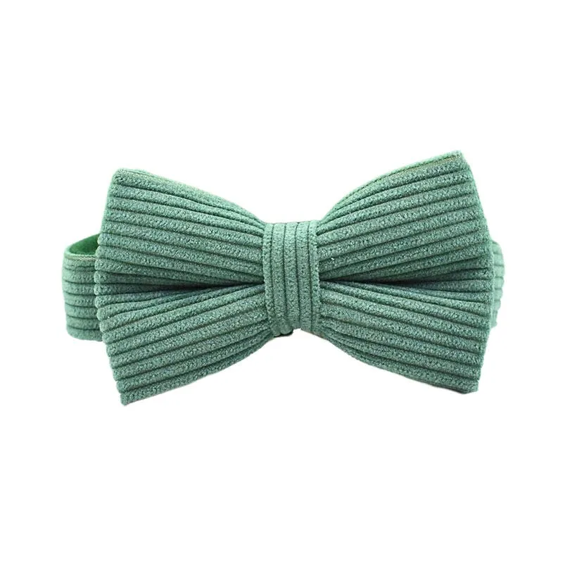 Dark Green Corduroy Dog Collar And Leash Set With Engraved Nameplate
