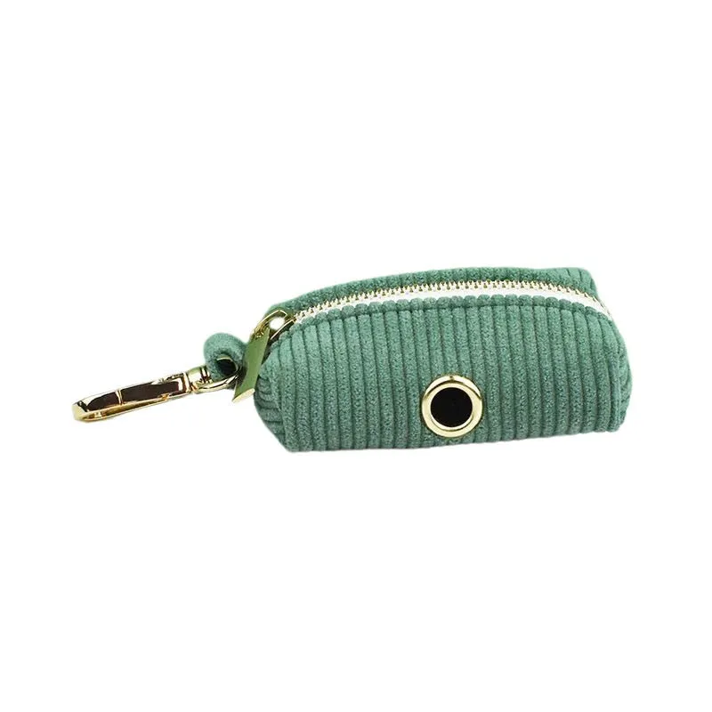 Dark Green Corduroy Dog Collar And Leash Set With Engraved Nameplate