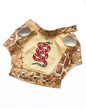 Designer leather dog vest with machine embroidery