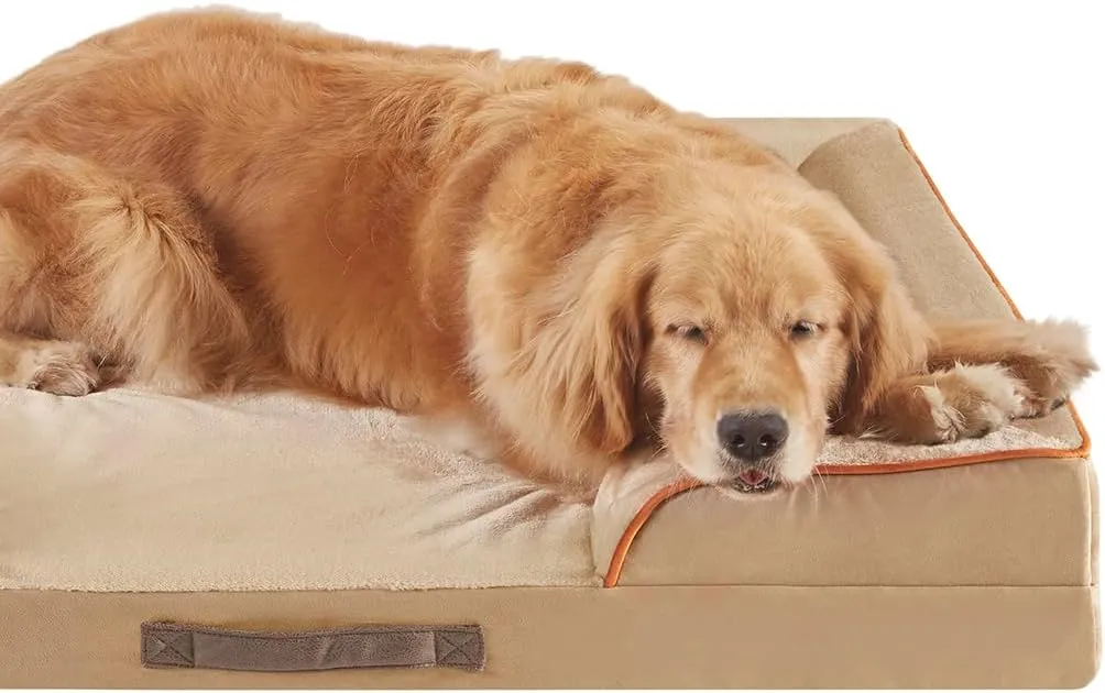 Friends Forever Orthopedic Dog Bed for Extra Large Dogs, Waterproof Memory Foam Dog Sofa Bed XL with Removable Washable Cover, Ally Khaki, 42x32x7