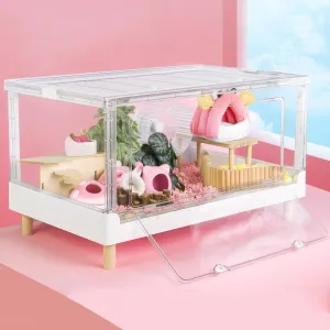 Hamster Cage & Guinea Pig Cages, Acrylic Cage for Small Animal Pets, Large Transparent Gerbil Cage and Habitats, Hedgehog, Dwarf Hamster, Rat, Mouse, Ferret, Bunny, Quail, Extendable, Stackable