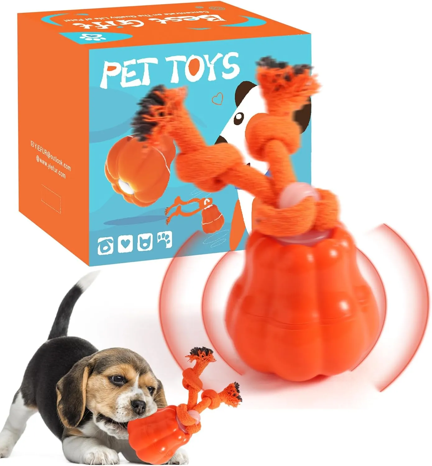 Interactive Dog Toys Automatic Rolling Squeaky Ball with Motion Activation & USB-C Recharge Moving Dog Toy for Medium and Small Puppy for Boredom (Orange)