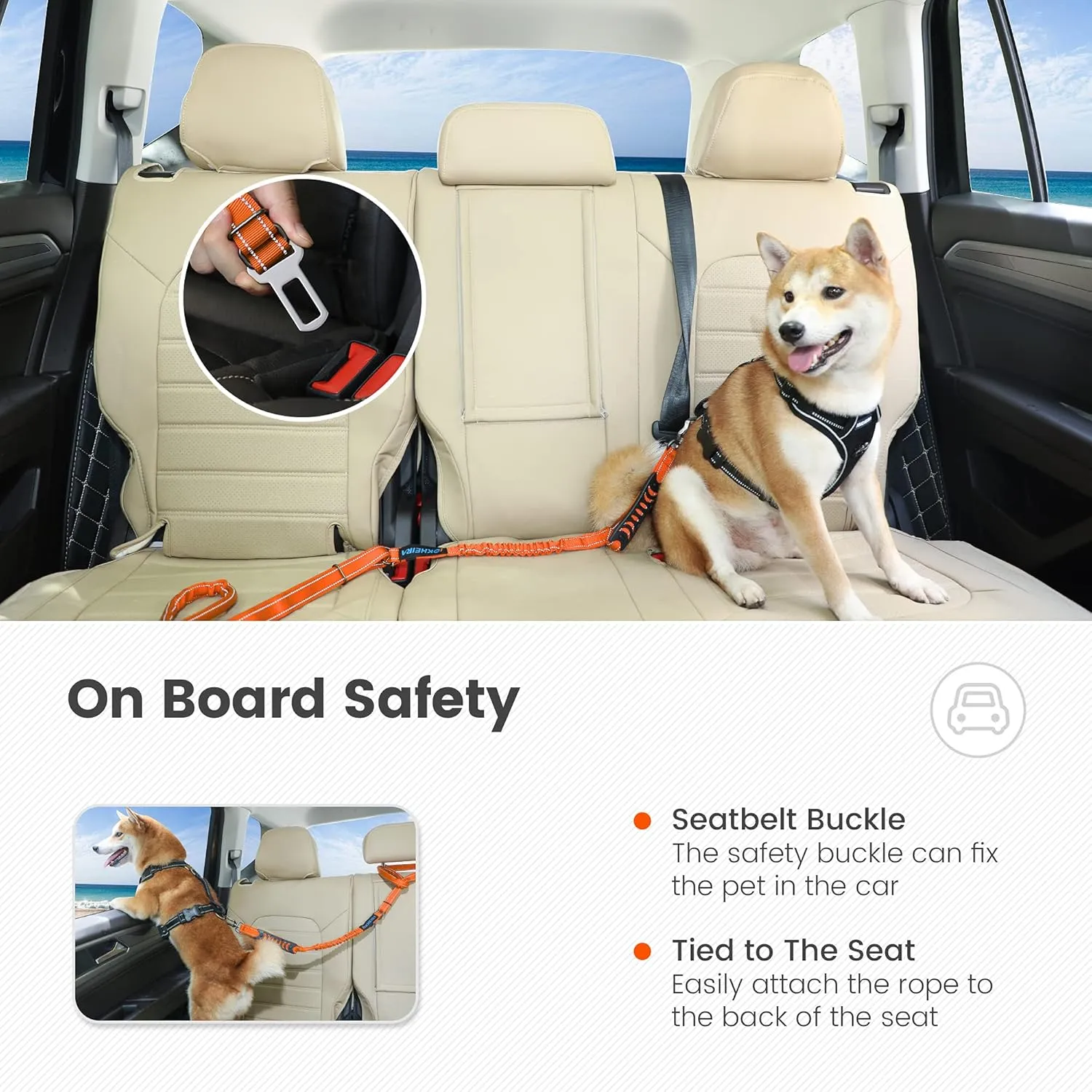 IOKHEIRA Orange Leash for Large Dogs, Multifunctional Adjustable Heavy Duty Leash