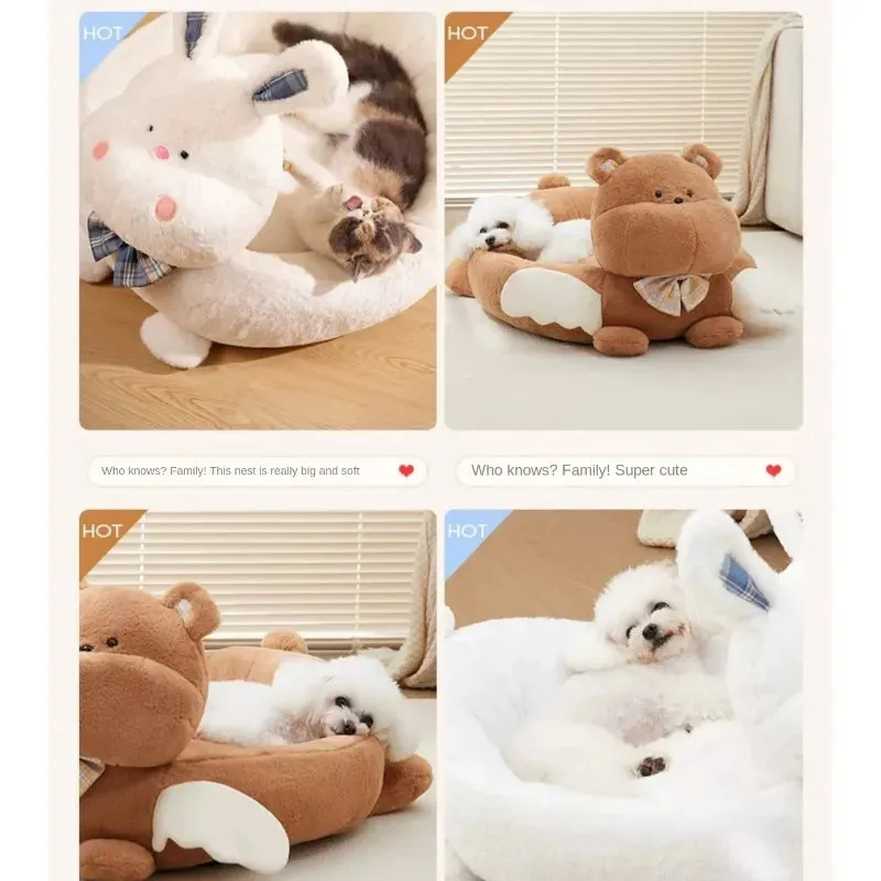Kennel Autumn and Winter Warm Dog Bed - Small Dog Teddy Nest Mat, Christmas Cat Nest Sofa, Four Seasons Universal Pet Accessories