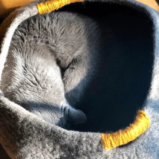 Large Wool Cat Basket | Cat Bed- Brown