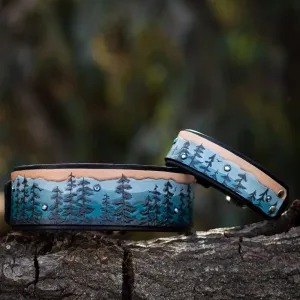 Mountain & Pine Trees Dog Collar (Misty Pines)
