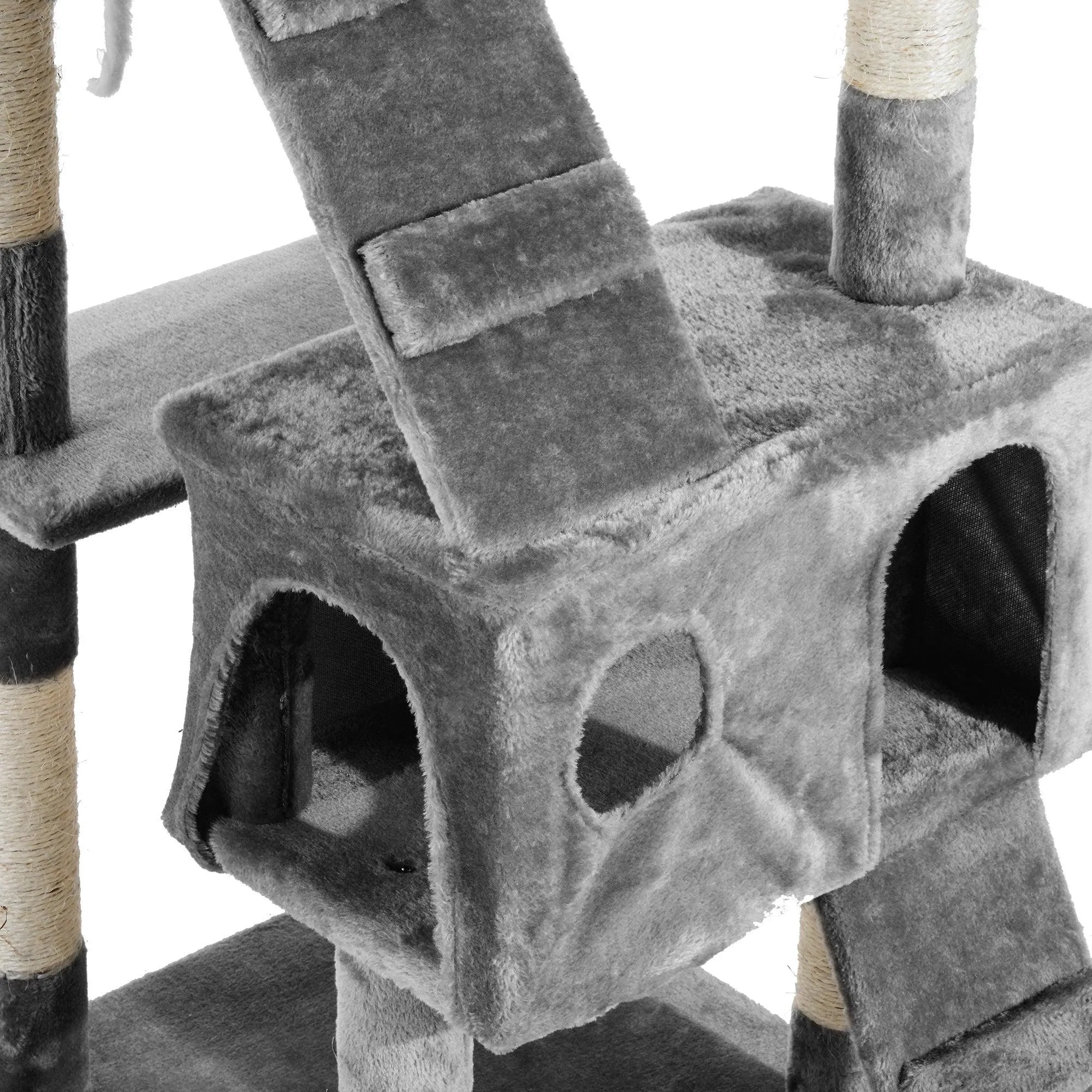 Multilevel Cat Tree Tower for Scratching, Climbing, 170cm - Grey