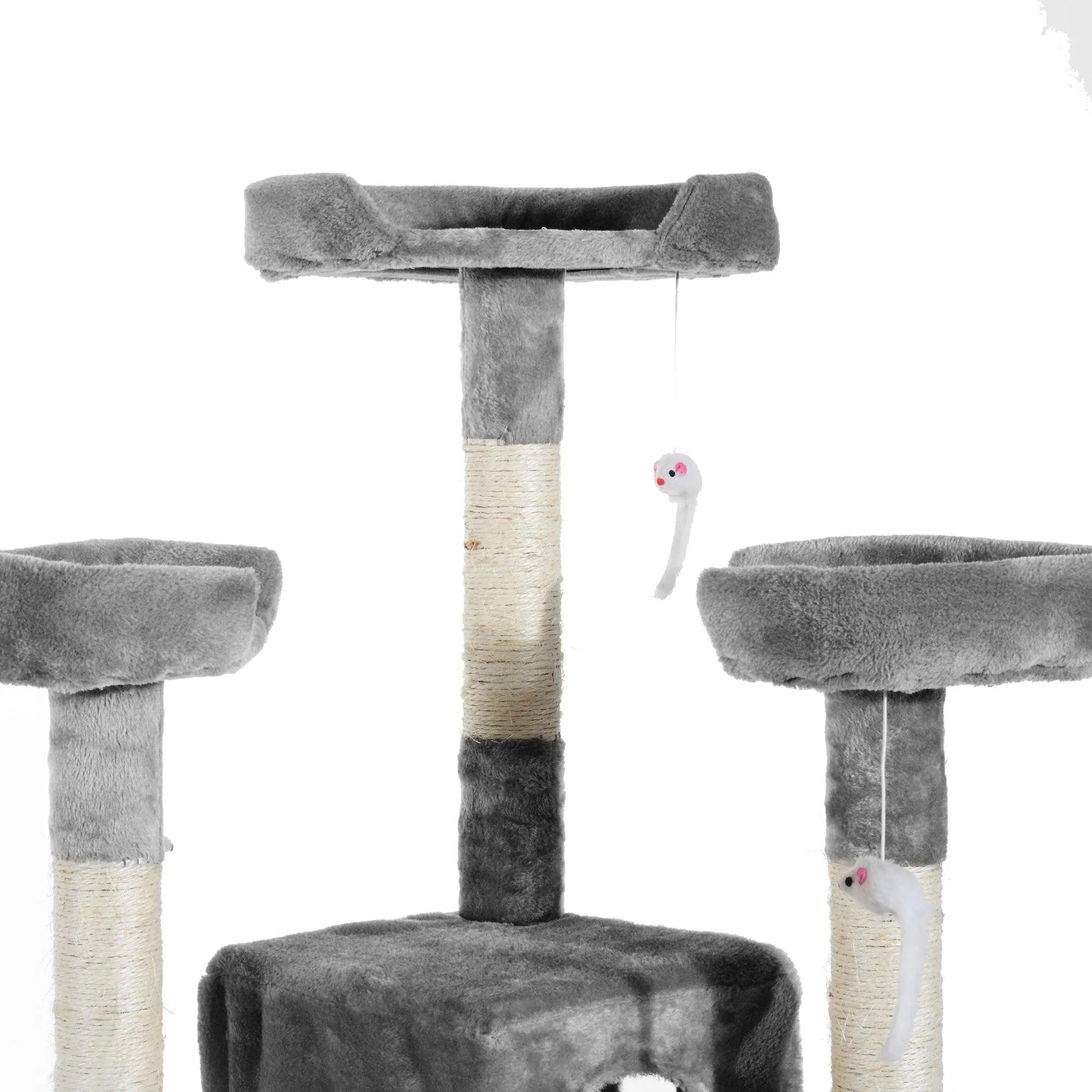 Multilevel Cat Tree Tower for Scratching, Climbing, 170cm - Grey