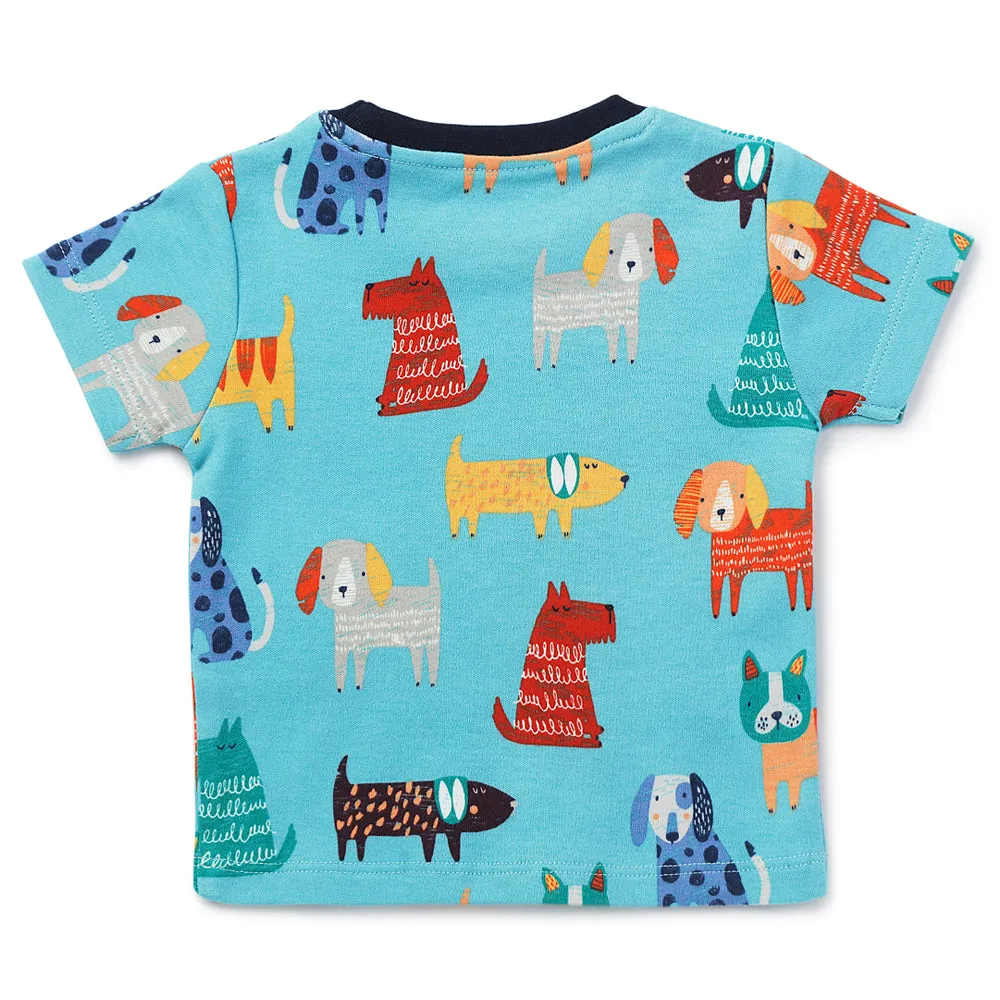My Milestones Round Neck Top & Bottom Set - Dog Print