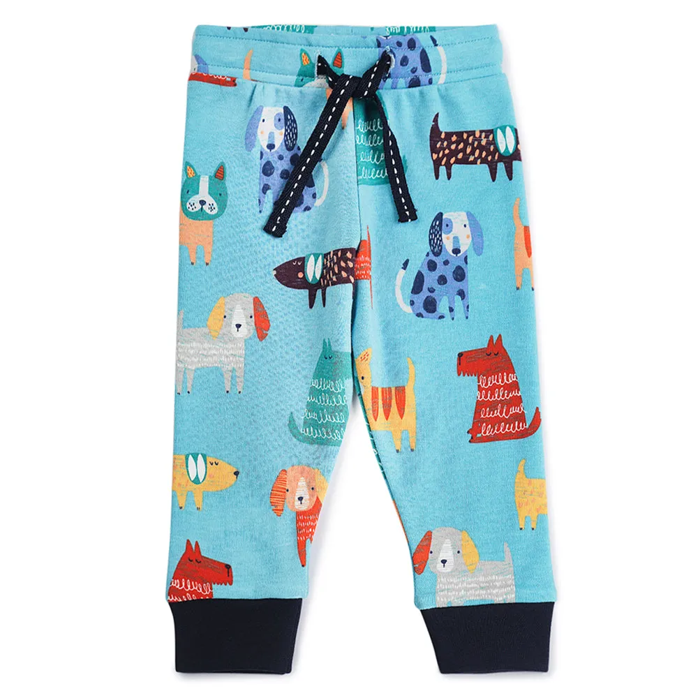 My Milestones Round Neck Top & Bottom Set - Dog Print