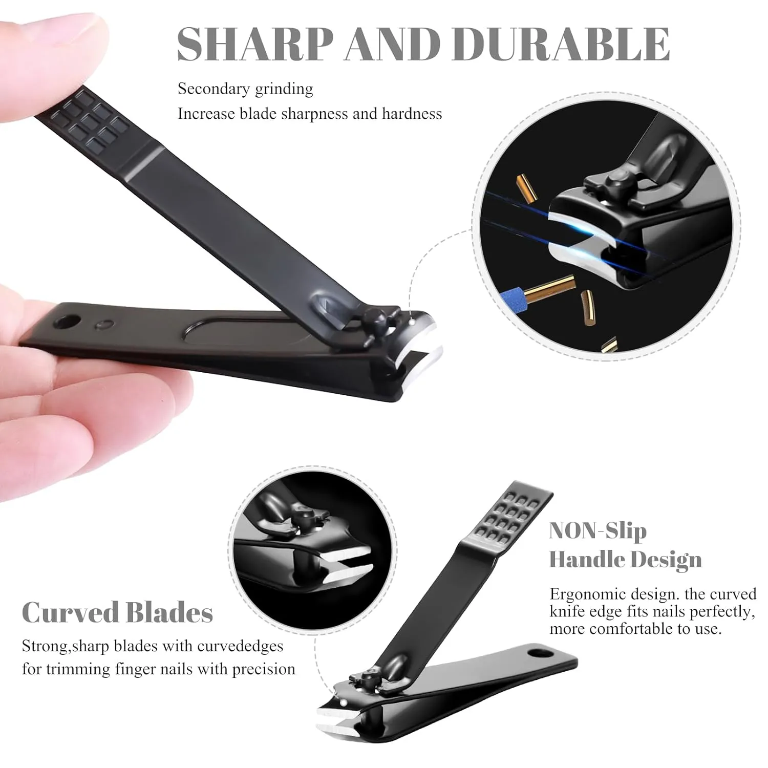Nail Clippers Sets High Precisio Stainless Steel Nail Cutter Pedicure Kit Nail File Sharp Nail Scissors and Clipper Manicure Kit Fingernails & Toenails with Portable Stylish case (Black)