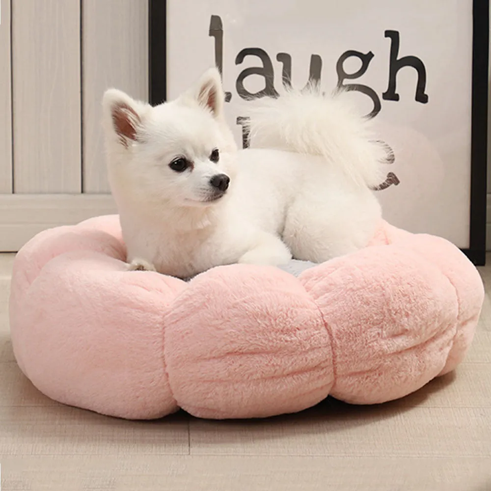 PAWS ASIA Amazon Best Sale Novelty  Large Outdoor Easy Clean Round Deluxe Fluffy Cotton Cushion Bed Pet Dog Cat
