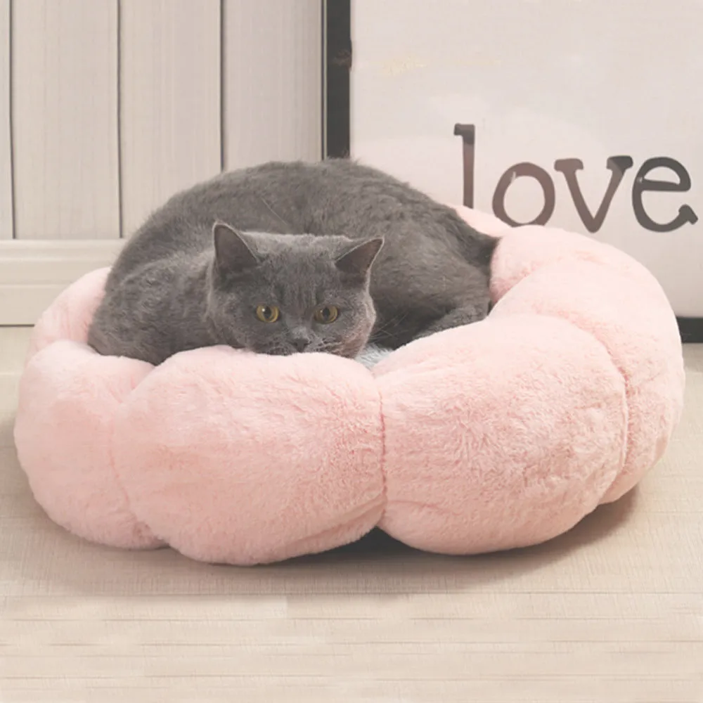 PAWS ASIA Amazon Best Sale Novelty  Large Outdoor Easy Clean Round Deluxe Fluffy Cotton Cushion Bed Pet Dog Cat