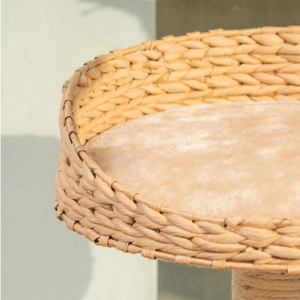 PAWS ASIA Suppliers Deluxe Rattan Cat Bed Tree With Natural Sisal Scratching