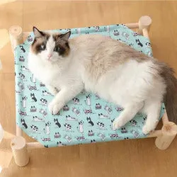 PAWS ASIA Wholesale Custom Waterproof Pet Square Elevated Luxury Removable Cute Cat Bed Wood Legs Frame