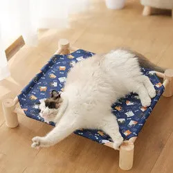 PAWS ASIA Wholesale Custom Waterproof Pet Square Elevated Luxury Removable Cute Cat Bed Wood Legs Frame