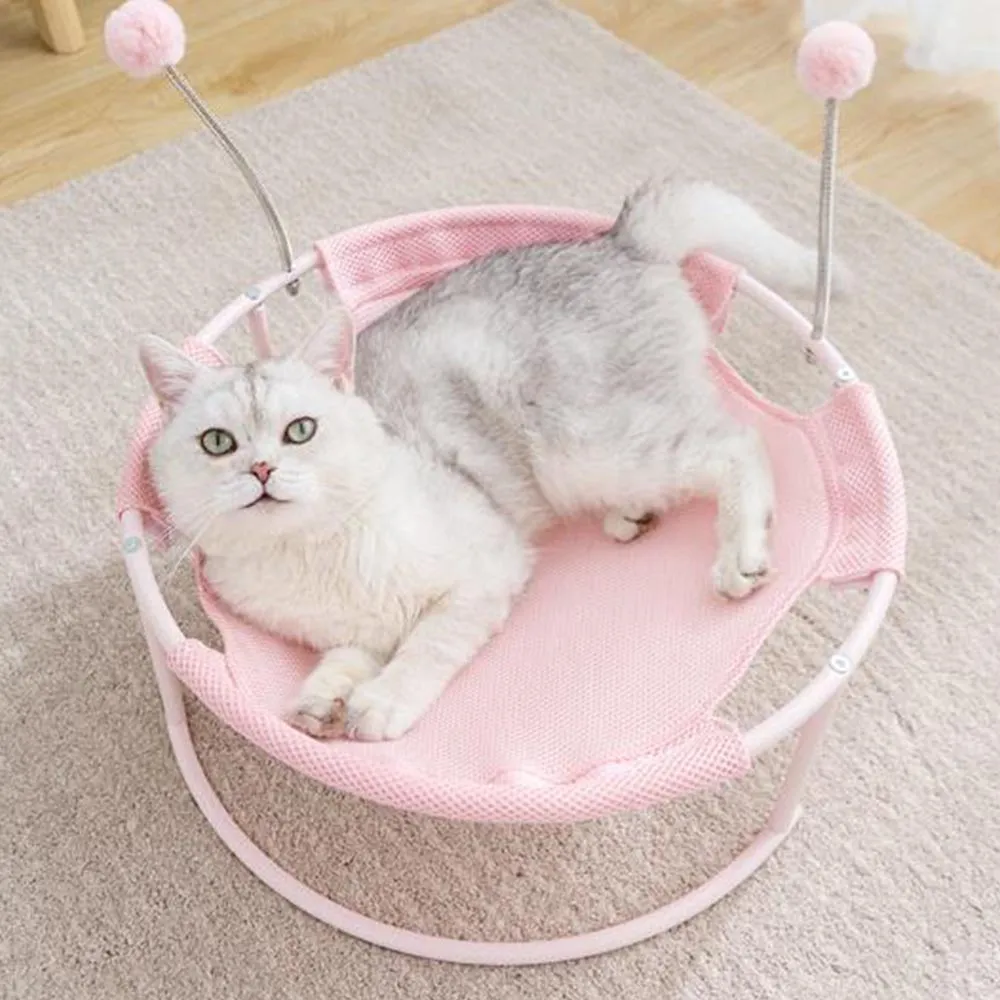 PAWS ASIA Wholesale Make Modern Elevated Luxury Removable Round Calming Cute Plush Blanket Bed For Cats With Wand