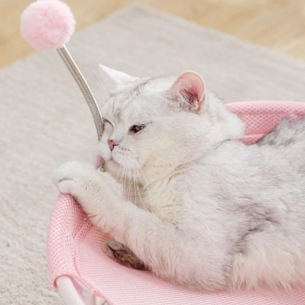 PAWS ASIA Wholesale Make Modern Elevated Luxury Removable Round Calming Cute Plush Blanket Bed For Cats With Wand