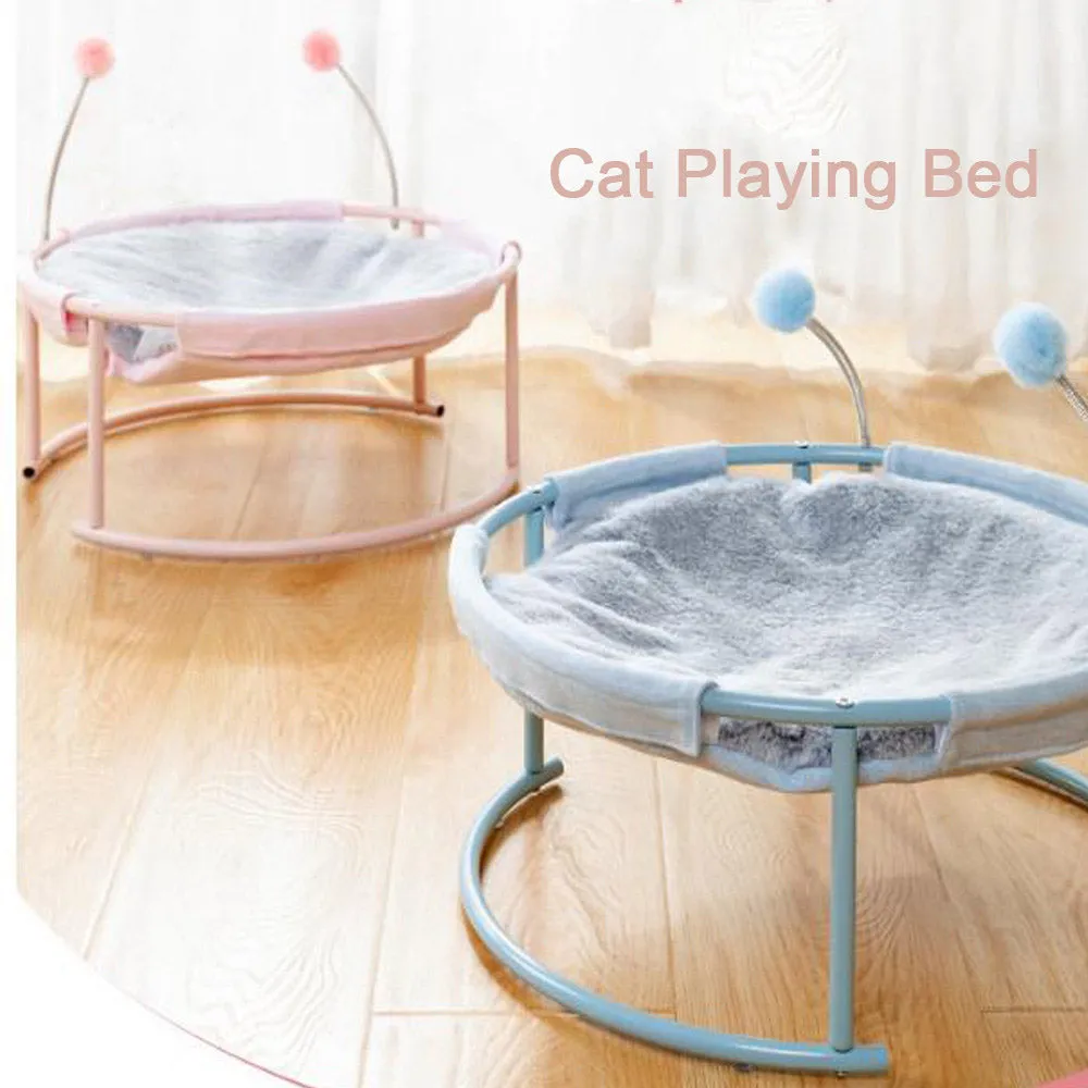 PAWS ASIA Wholesale Make Modern Elevated Luxury Removable Round Calming Cute Plush Blanket Bed For Cats With Wand