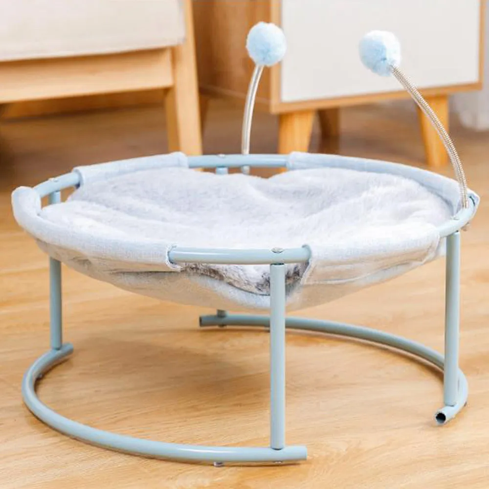 PAWS ASIA Wholesale Make Modern Elevated Luxury Removable Round Calming Cute Plush Blanket Bed For Cats With Wand