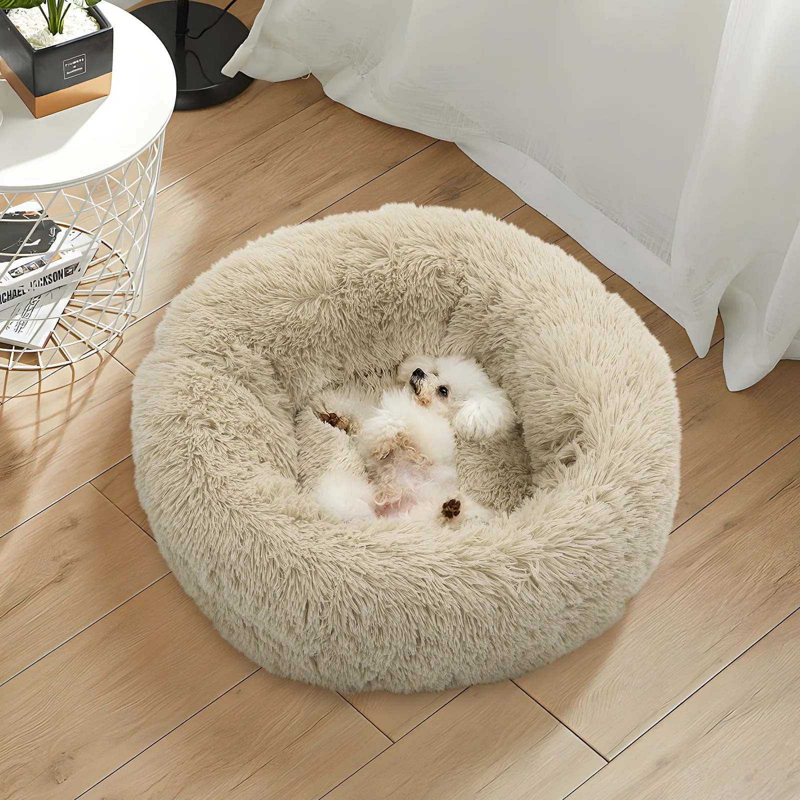 Pet Bed - Round - 24'' Diameter - Long Plush - Machine Washable