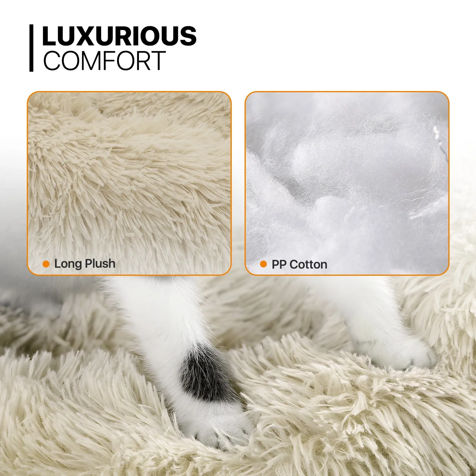 Pet Bed - Round - 24'' Diameter - Long Plush - Machine Washable