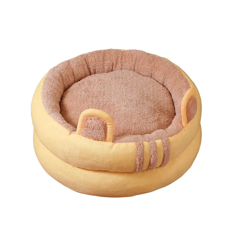 Pet Egg Tart Round Nest - Winter Warm Deep Sleep Bed - Comfortable Soft Breathable Cat Dog Bed - Ultra Soft Washable Pet Supplies Series
