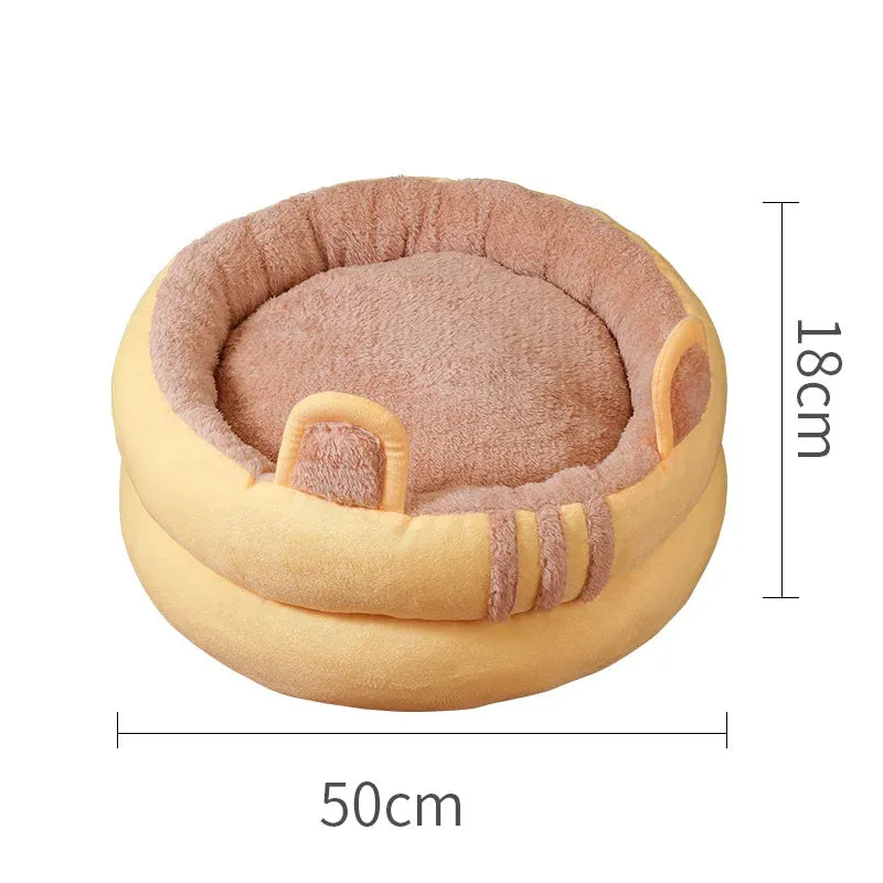 Pet Egg Tart Round Nest - Winter Warm Deep Sleep Bed - Comfortable Soft Breathable Cat Dog Bed - Ultra Soft Washable Pet Supplies Series