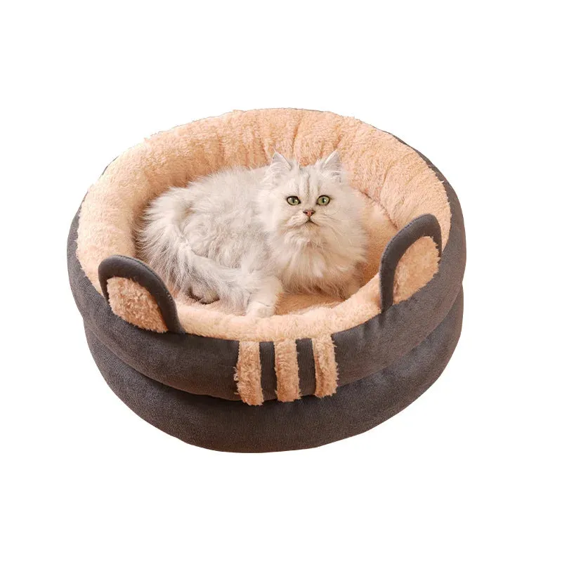 Pet Egg Tart Round Nest - Winter Warm Deep Sleep Bed - Comfortable Soft Breathable Cat Dog Bed - Ultra Soft Washable Pet Supplies Series