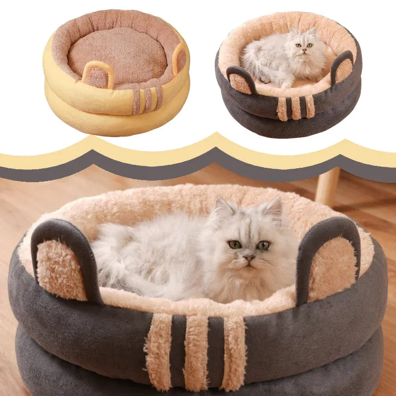 Pet Egg Tart Round Nest - Winter Warm Deep Sleep Bed - Comfortable Soft Breathable Cat Dog Bed - Ultra Soft Washable Pet Supplies Series