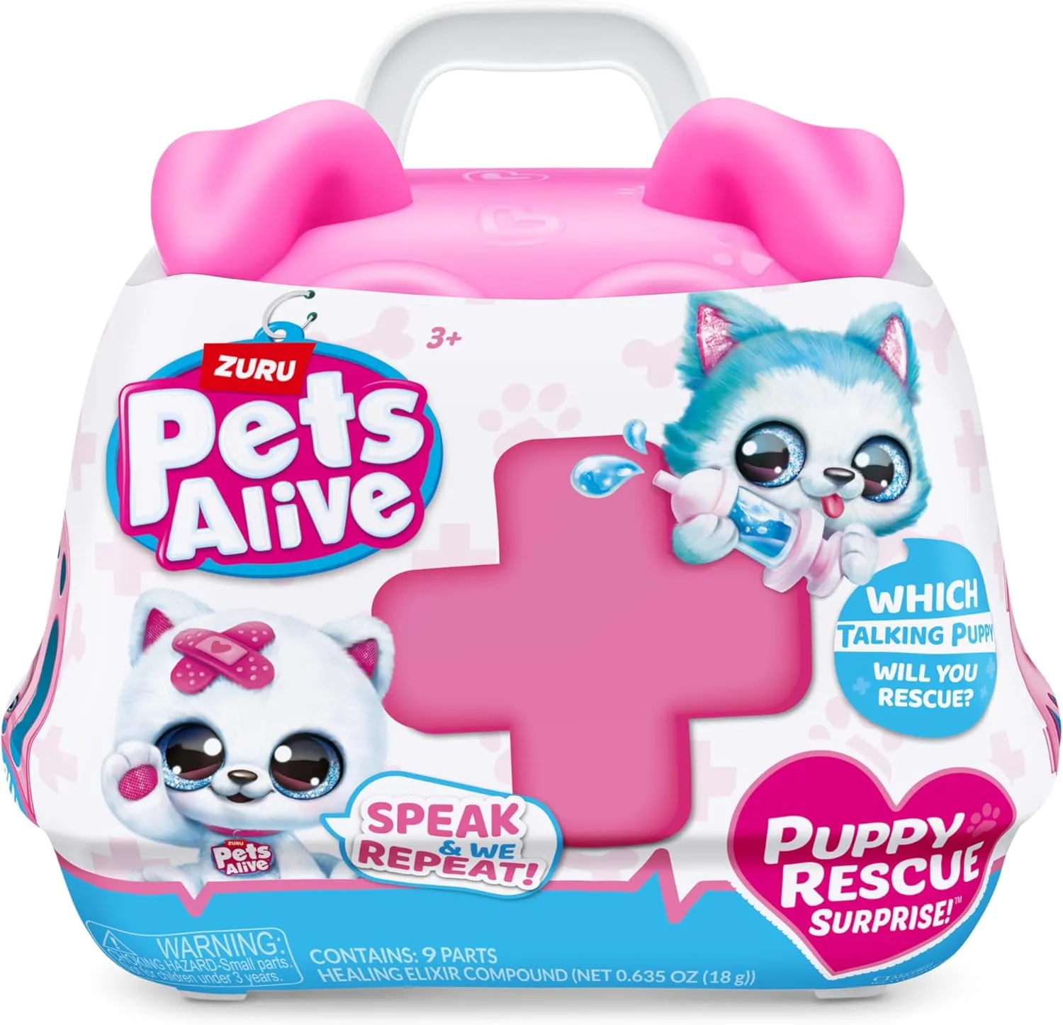Pets Alive Pet Shop Surprise S3 Puppy Rescue (Wole Dog) by ZURU Surprise Puppy Plush, Ultra Soft Plushies, Compound Surprises Inside, Interactive Toy Pets, Electronic Speak and Repeat